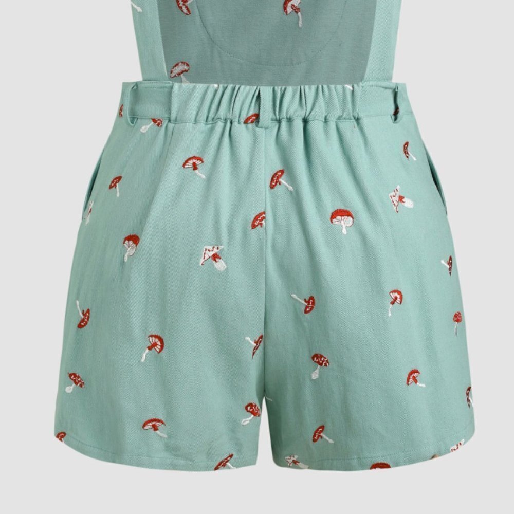 CIDER NWT Floral mushroom green buckle romper shortalls - Picture 13 of 13